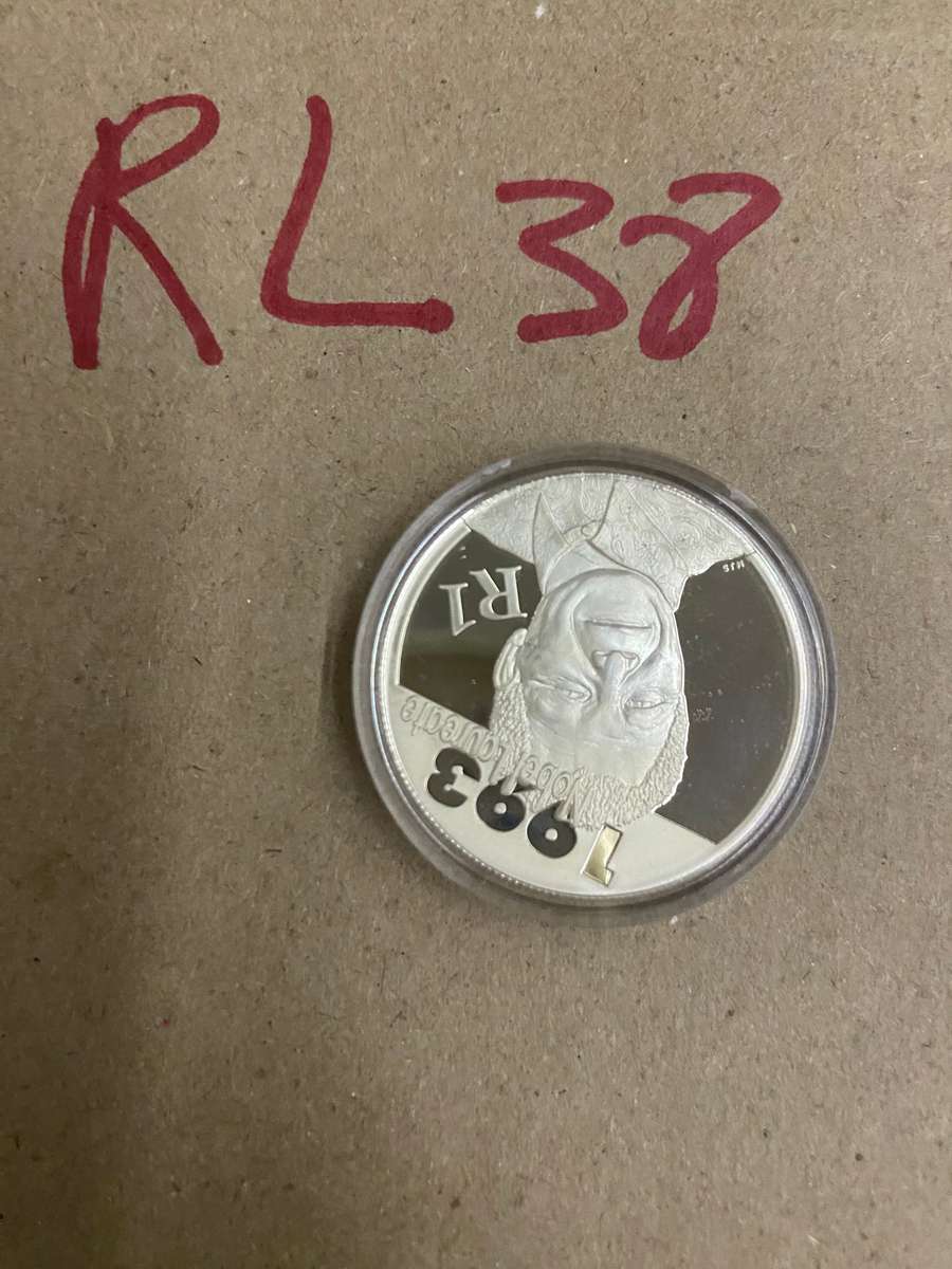 2007 South Africa Protea Series Silver Proof R1 - Mandela Noble Prices Winner - 1993