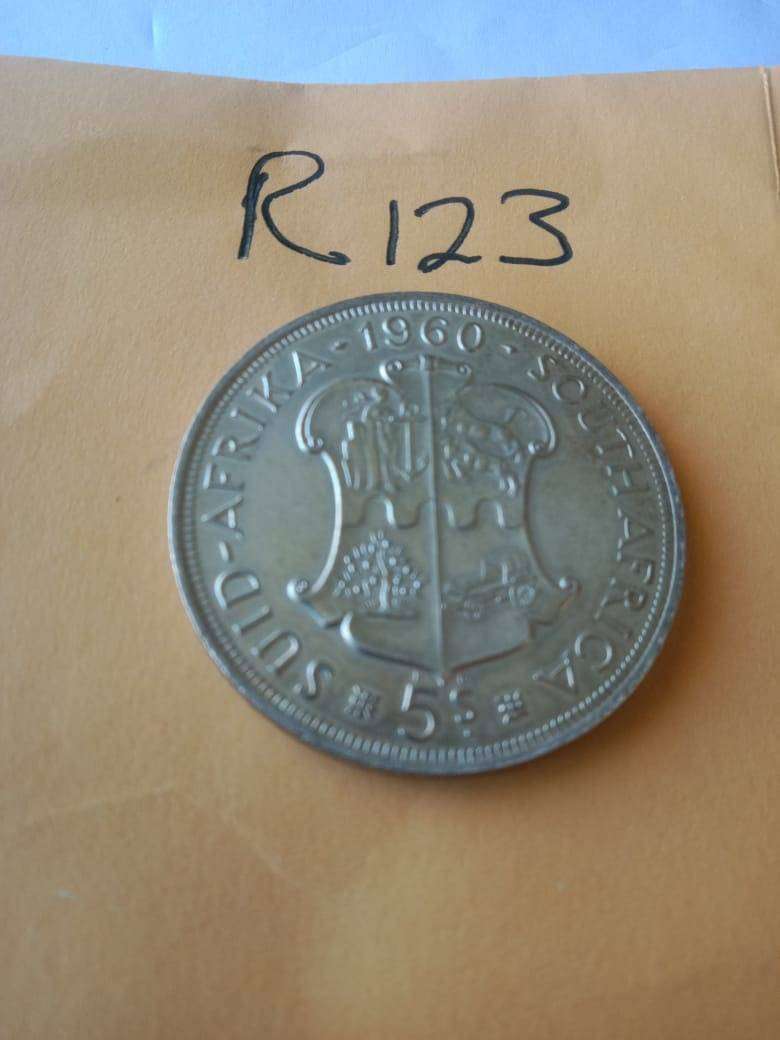 1960 SA Union Silver 5 Shillings