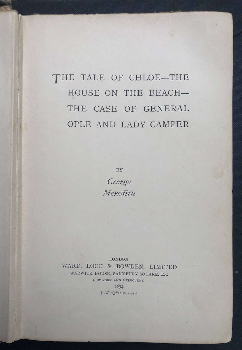The Tale of Chloe by George Meredith First Edition 1894