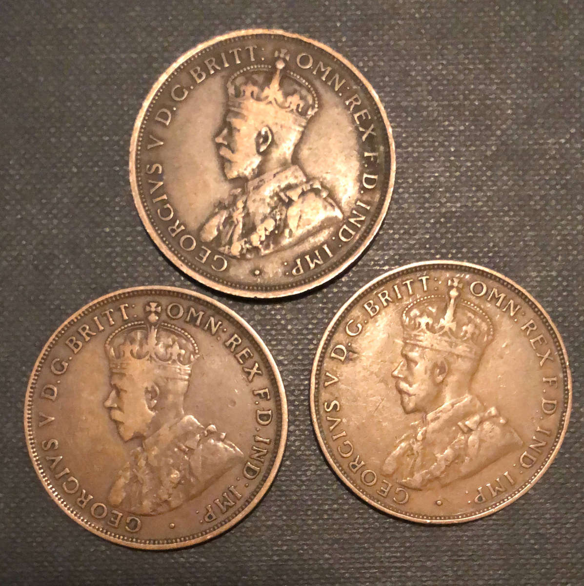 PENNY 1911 1921 1934 AUSTRALIA COLLECTION OF THREE