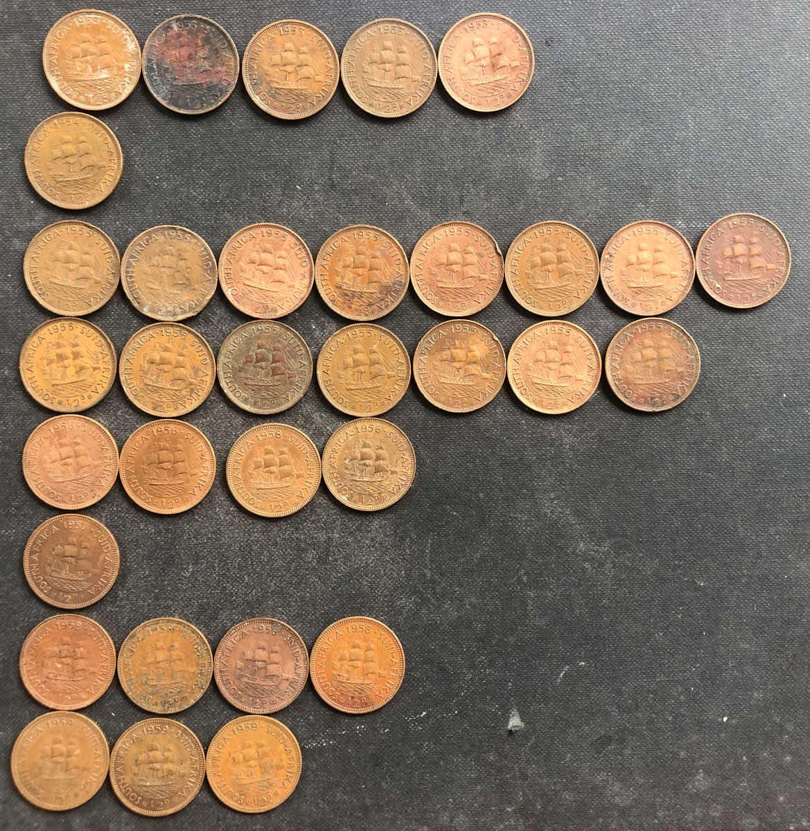 HALF PENNY SOUTH AFRICA 33 COINS 1953 - 1959 COLLECTION