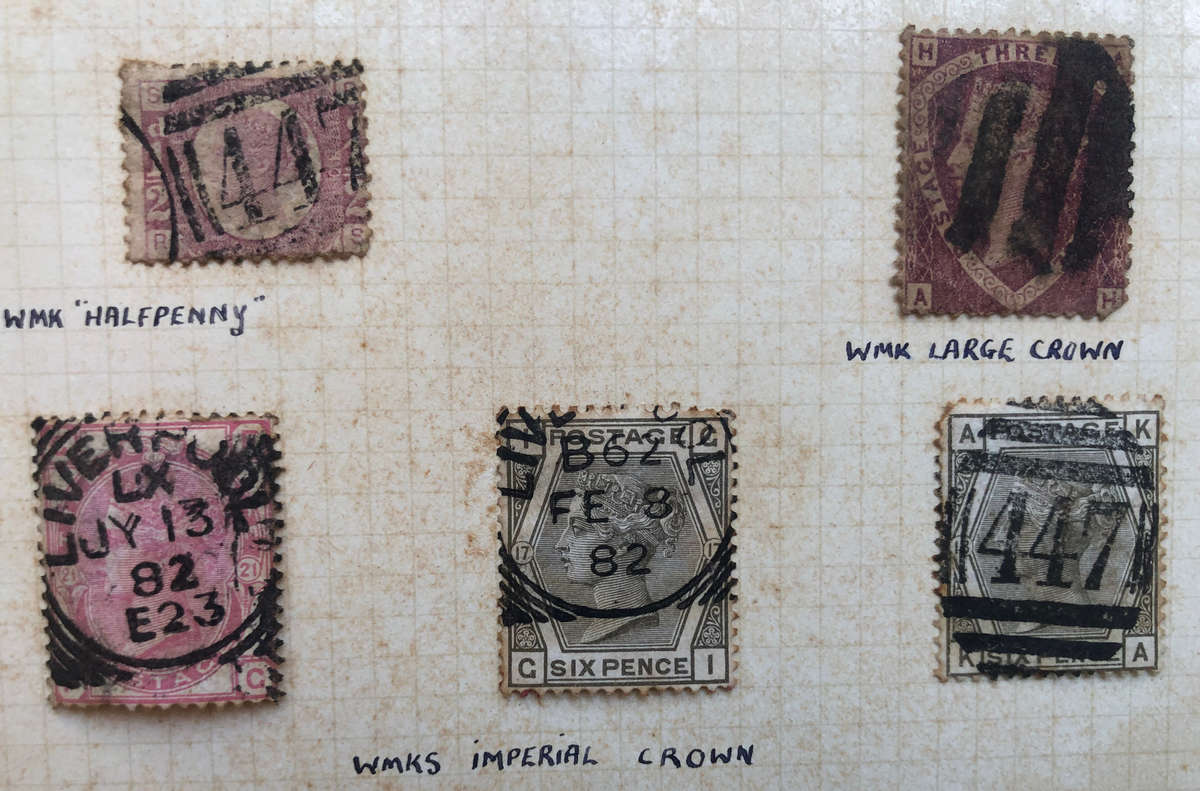 STAMPS PENNY BLACKS CIRCA 1860'S BRITAIN ON ORIGINAL ALBUM PAGE COLLECTION OF 16 STAMPS