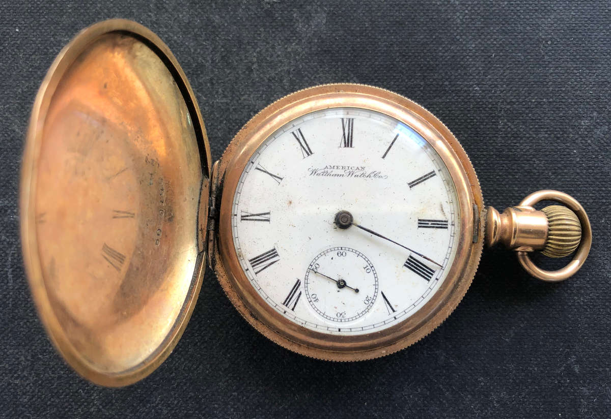 POCKET WATCH ANTIQUE HUNTING AMERICAN WALTHAM MONARCH CIRCA 1896