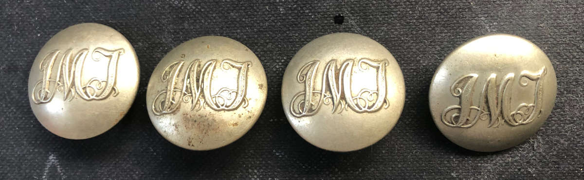 MILITARY? VINTAGE COLLECTION OF FOUR METAL TUNIC BUTTONS SIGNED SPECIAL QUALITY