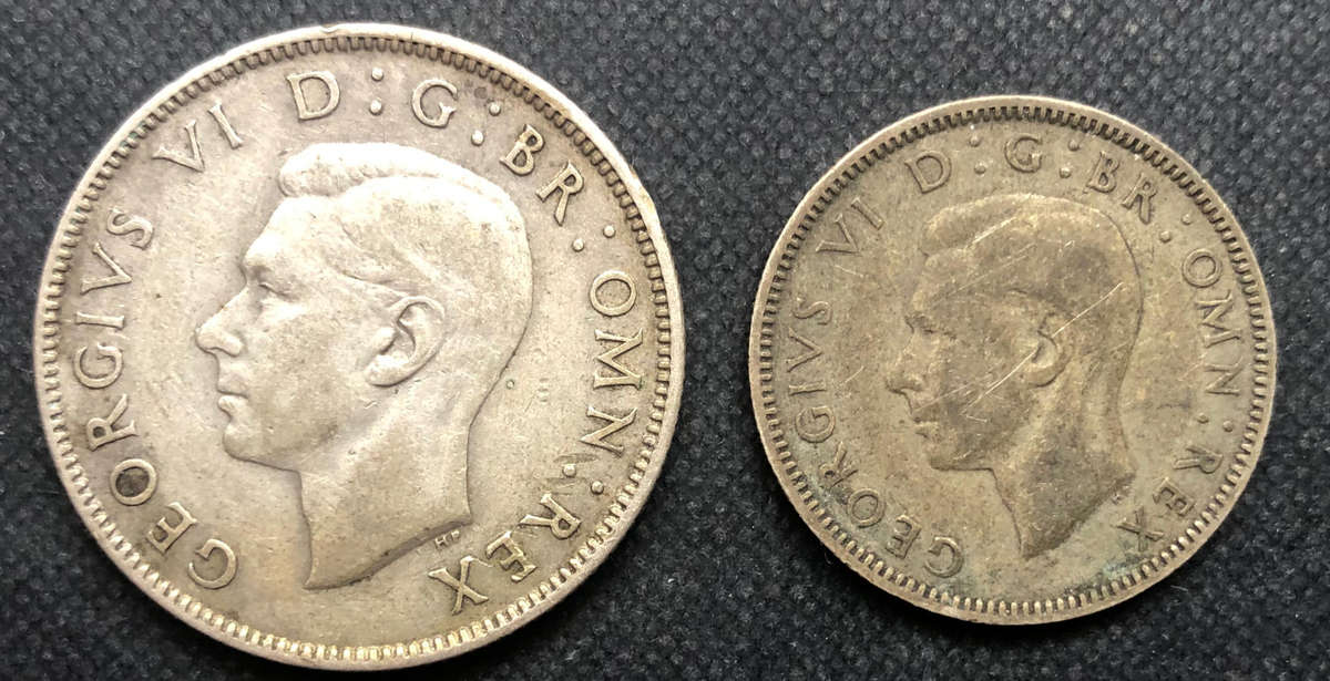 Silver United Kingdom 1945 Two Shillings 1940 One Shilling