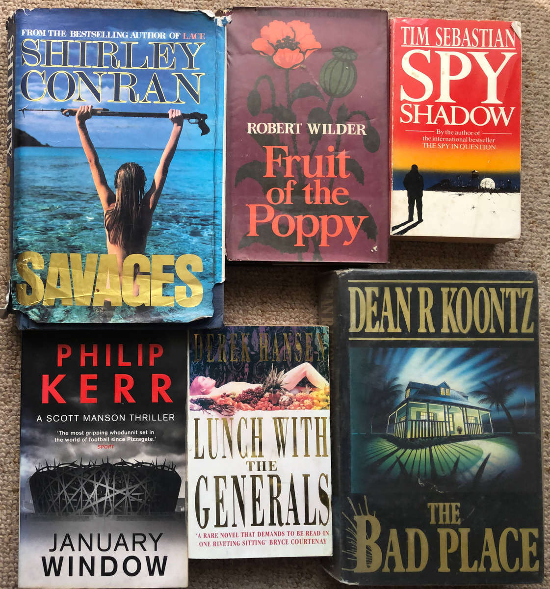 Lunch with the Generals by Derek Hansen January Window by Philip Kerr Savages by Shirley Conran.....