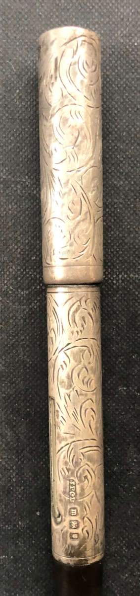 FOUNTAIN PEN SILVER HALLMARKED LONDON 1926 WITH 14K GOLD NIB
