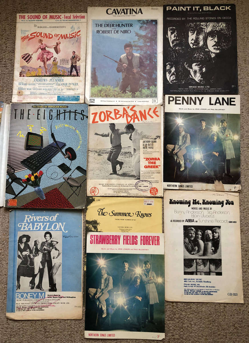 Music Sheets or Music Score Knowing Me, Knowing You by ABBA Rivers of Babylon by Boney M Penny......