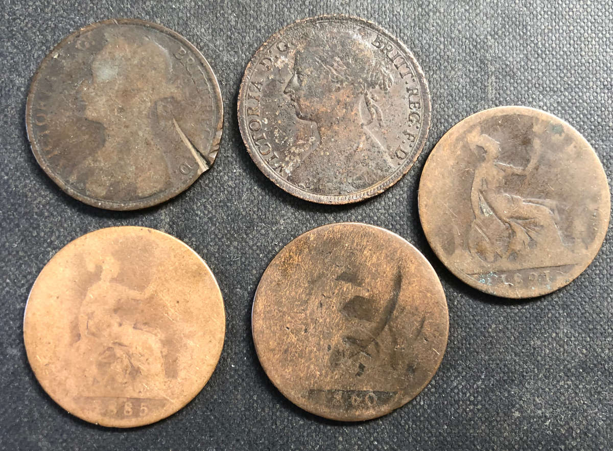 PENNY BRITISH QUEEN VICTORIA YOUNG HEAD COLLECTION OF 5