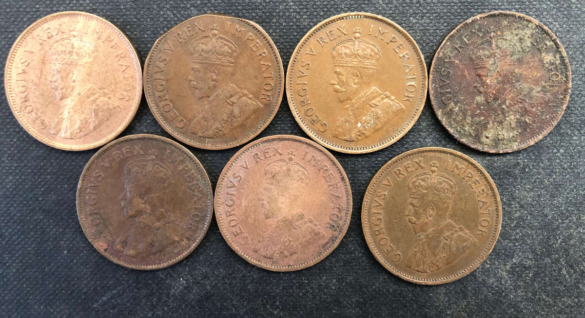 1929 1935 1936 SA Half Penny 7 Coins