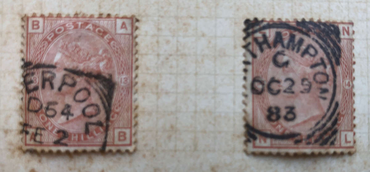 STAMPS PENNY BLACKS CIRCA 1860'S BRITAIN ON ORIGINAL ALBUM PAGE COLLECTION OF 16 STAMPS