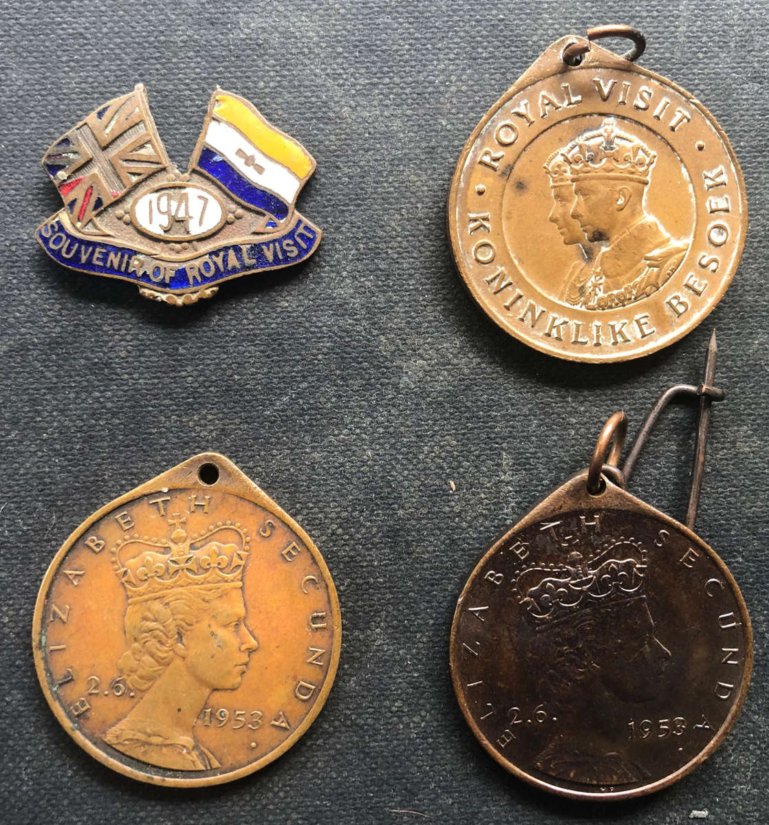 MEDAL 1953 Coronation Uitenhage Cape Town 1947 Royal Visit and Enamel Badge