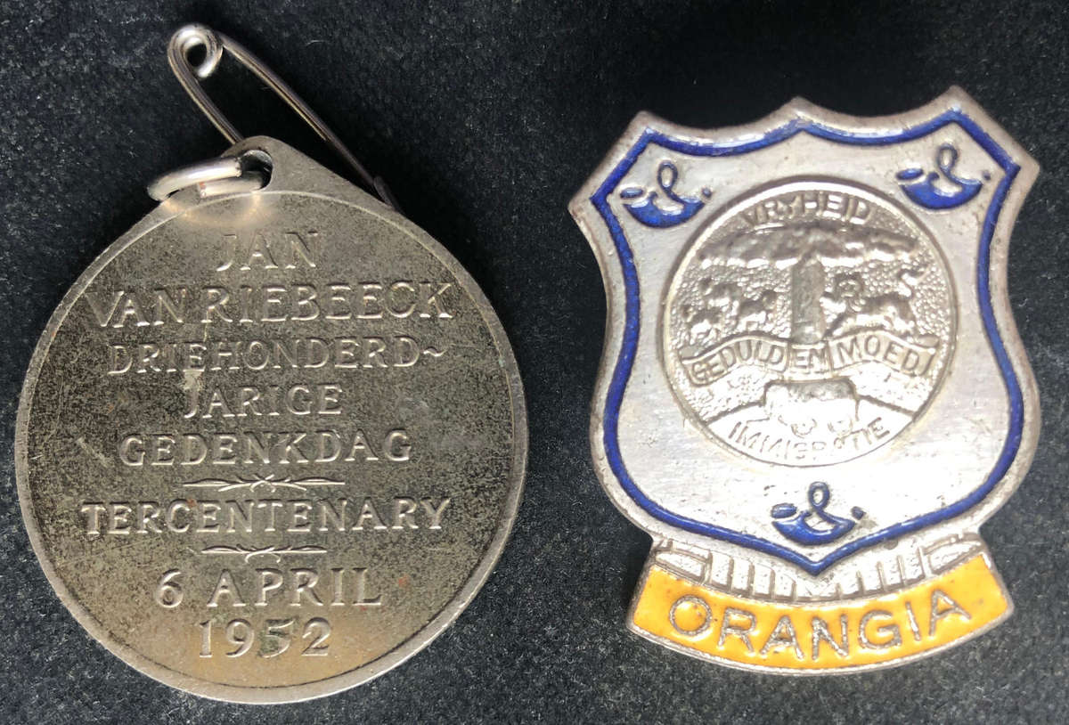 ORANGIA BADGE and MEDAL Jan van Riebeeck Tercentenary 6th April 1952