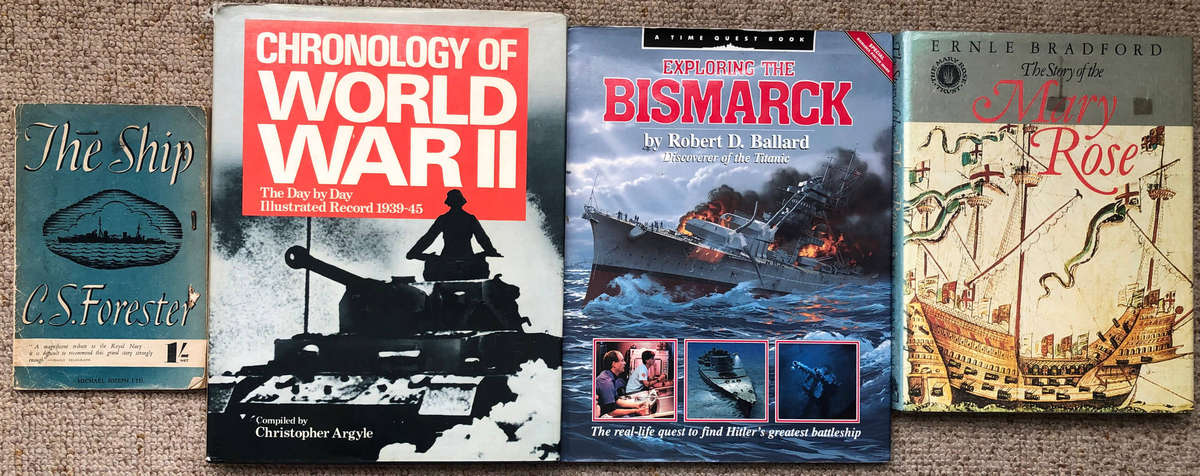 Mary Rose by Ernle Bradford First Edition The Ship by CS Forester Bismarck by Robert D Ballard......