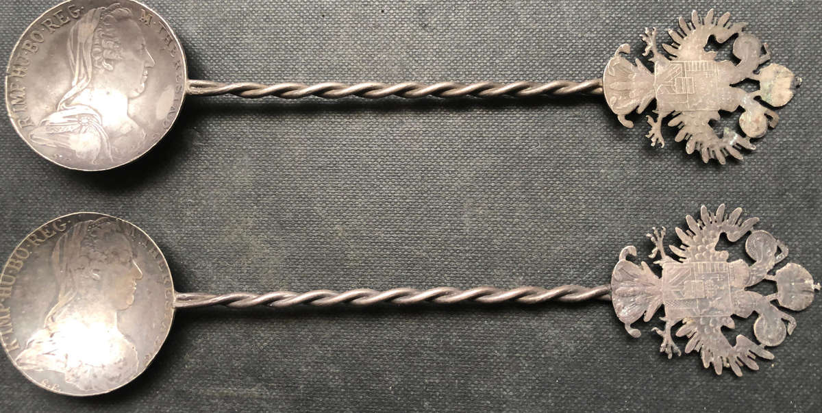 SILVER COIN AUSTRIA QUEEN MARIA THERESIA SPOON LATE 1700`S