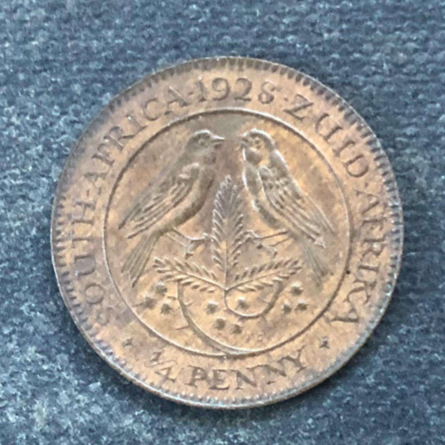 1928 South Africa Farthing - Quarter Penny Low Mintage