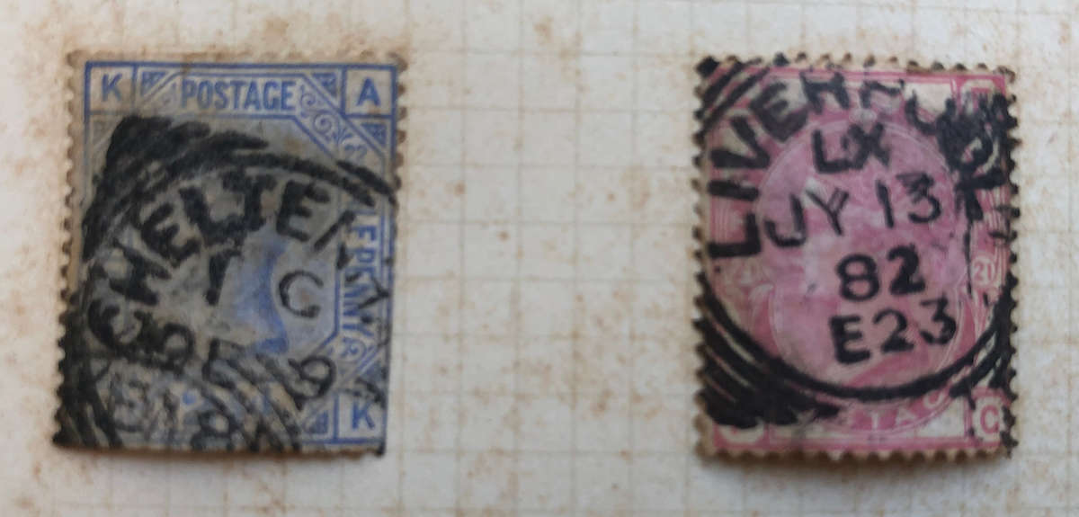 STAMPS PENNY BLACKS CIRCA 1860'S BRITAIN ON ORIGINAL ALBUM PAGE COLLECTION OF 16 STAMPS