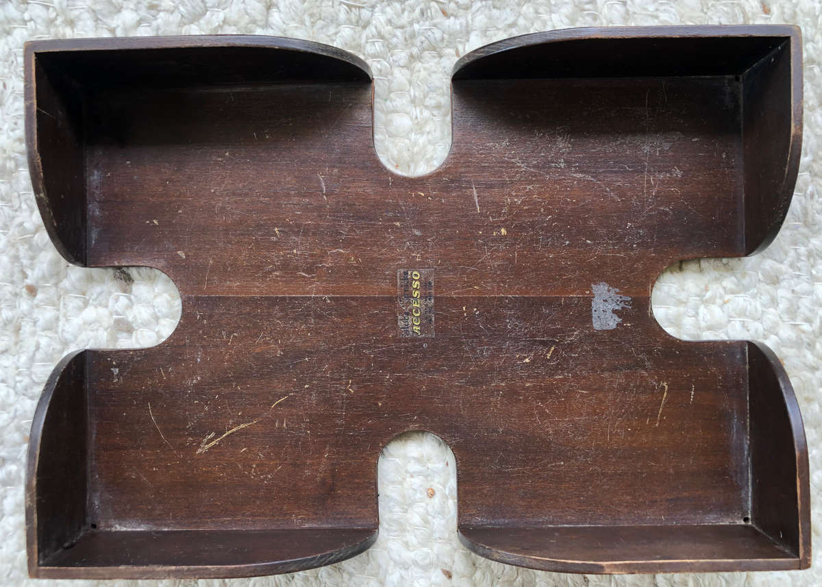 DESK TRAY PAPER FILING MAHOGANY VINTAGE ORIGINAL ACCESSO TYPICAL DOVETAIL