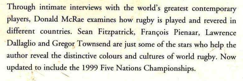 Winter Colours  - Changing Seasons in World Rugby  --  Donald McRae