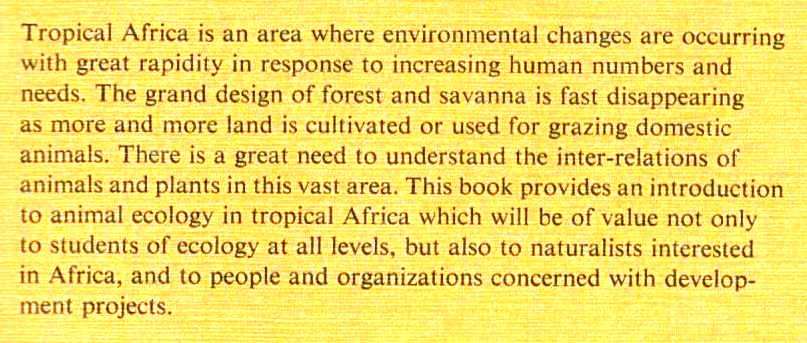 Animal Ecology in Tropical Africa  --  D F Owen