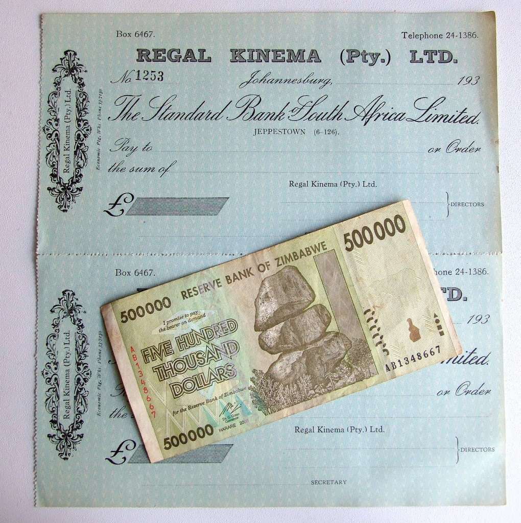 Vintage Standard Bank Cheques and half a million Zimbabwe Dollar note!