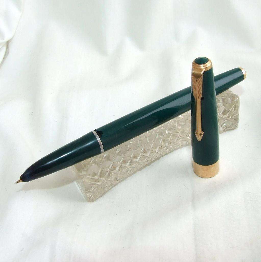 Vintage Parker 17 Super Duofold Fountain Pen  Green Double Jewel, Gold Nib, 1964, Working