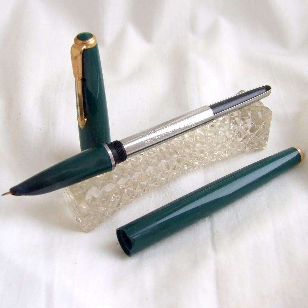 Vintage Parker 17 Super Duofold Fountain Pen  Green Double Jewel, Gold Nib, 1964, Working