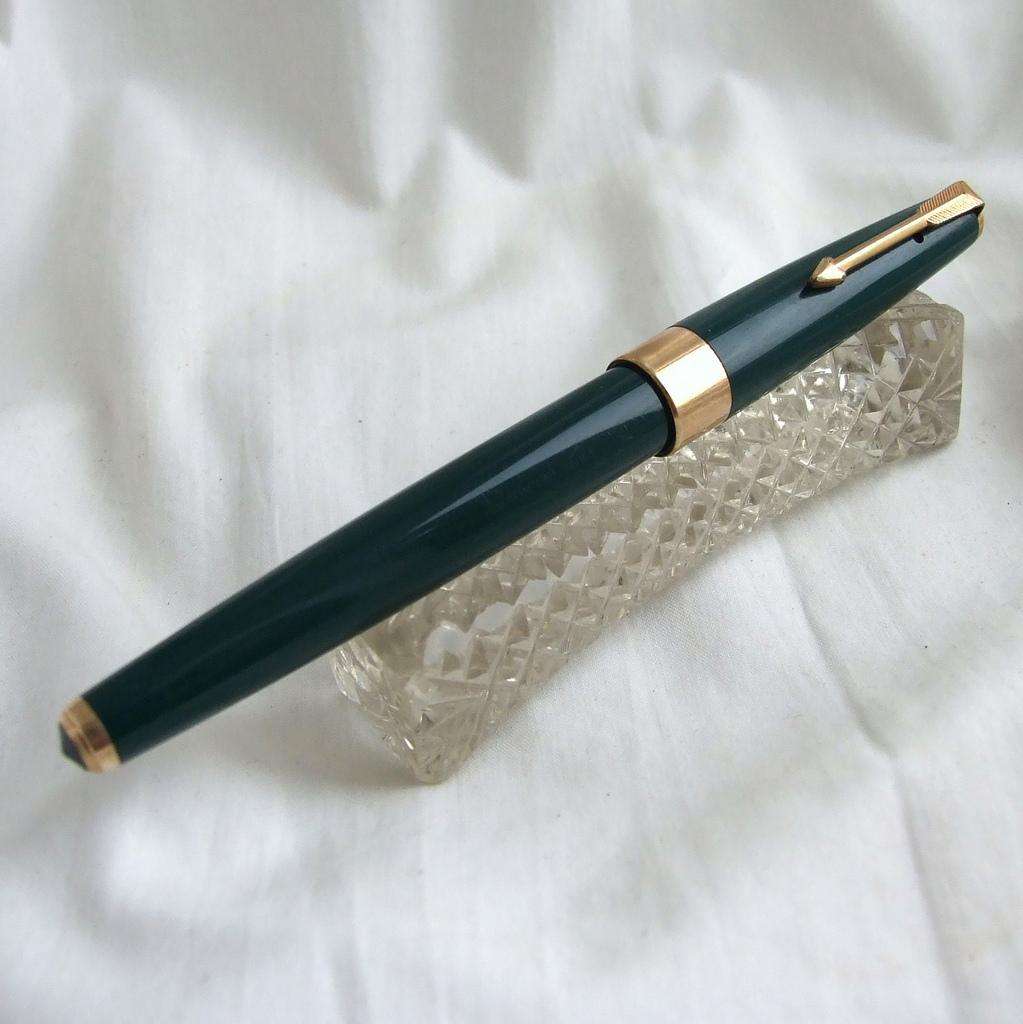 Vintage Parker 17 Super Duofold Fountain Pen  Green Double Jewel, Gold Nib, 1964, Working