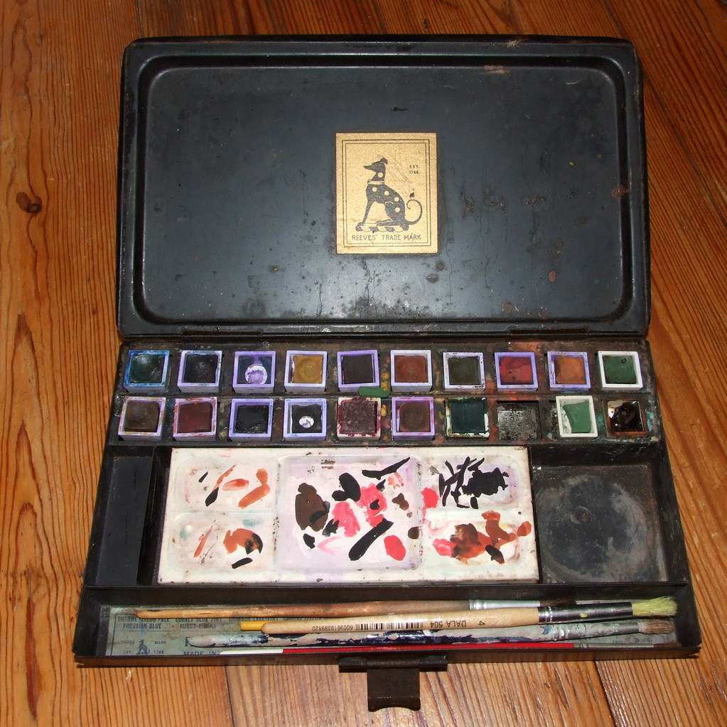Vintage REEVES 20 watercolour artist's tin box