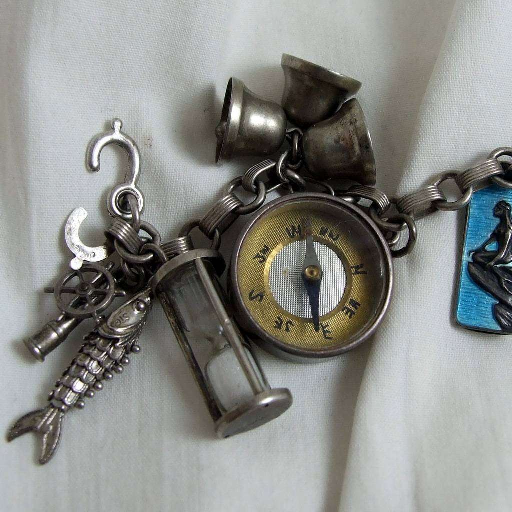Stirling Silver chain and charms bracelet
