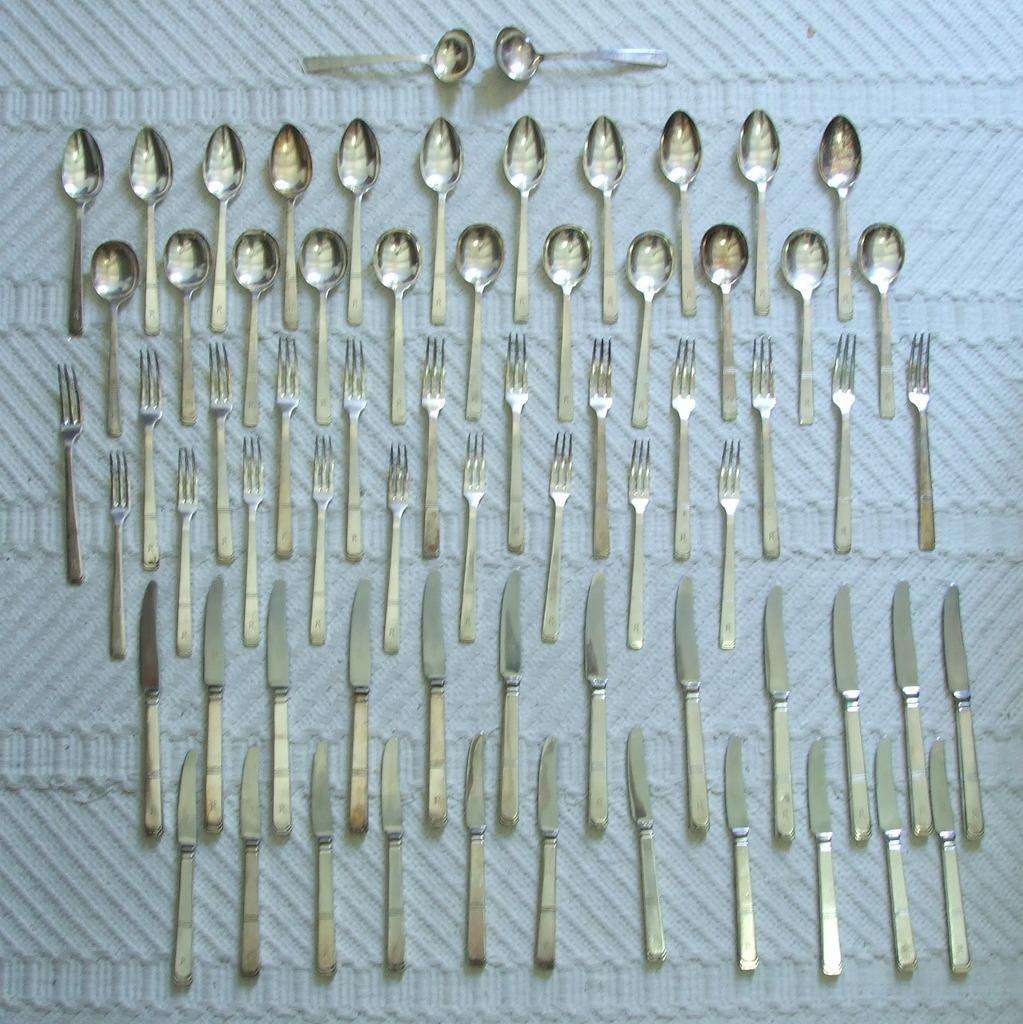 68 piece  Walker and Hall A1 silver plate Art Deco  'NILE" design cutlery set