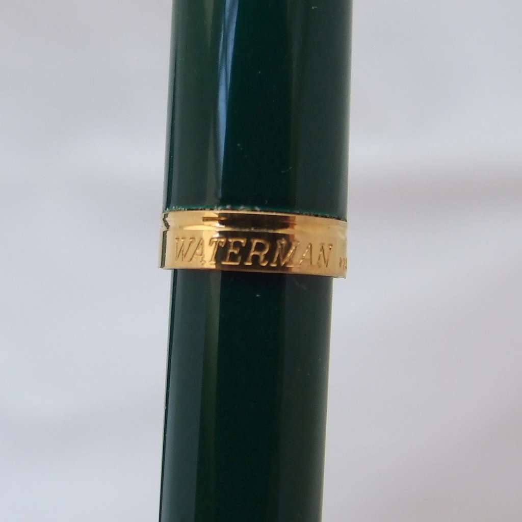 Rare WATERMAN  "Lady Charlotte" green enamel and gold ballpoint pen with original leather case