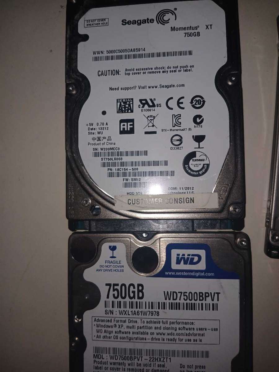 Drives pulled from Redundant laptops