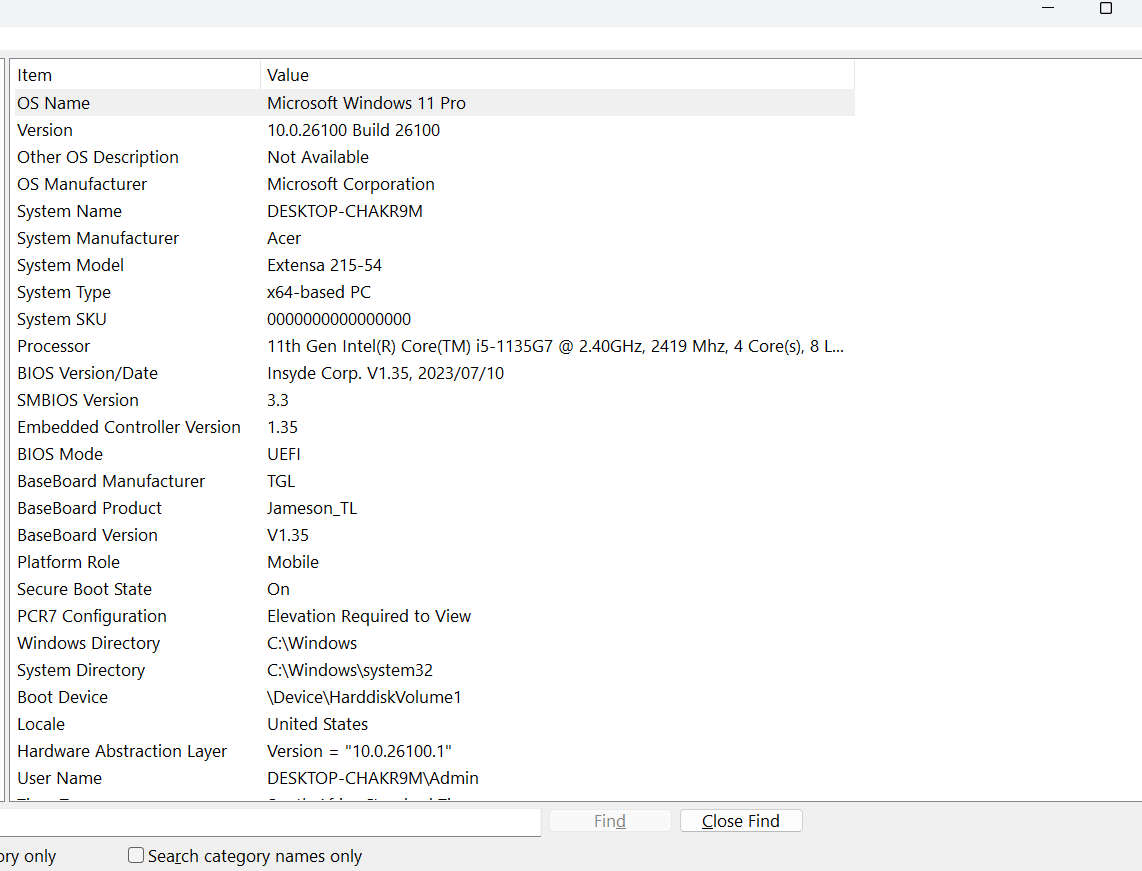 Acer Extendsa  215-54 Laptop