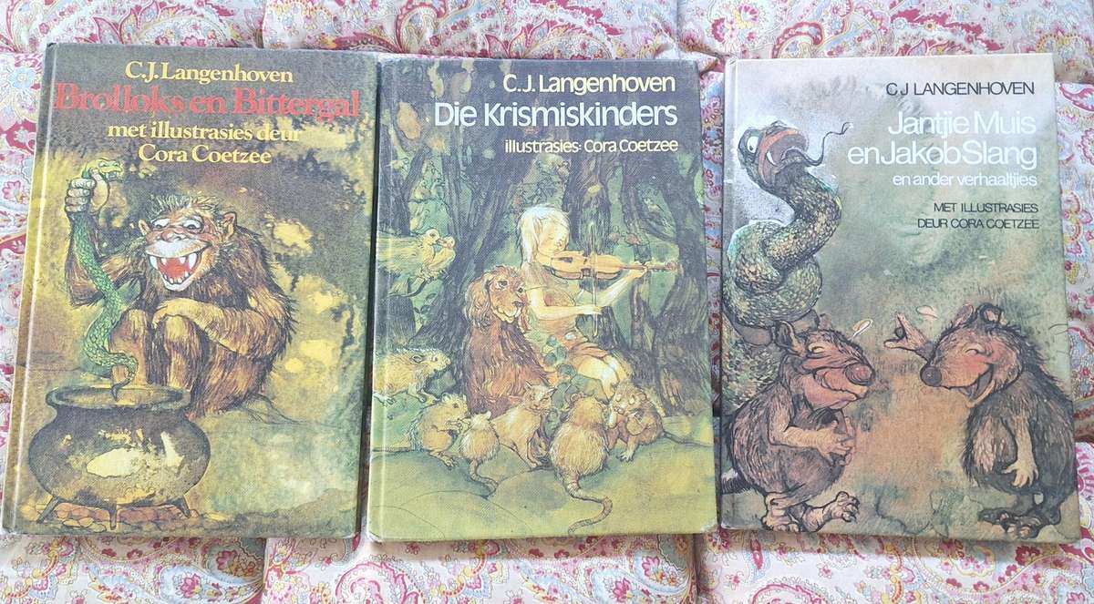 3 x CJ Langenhoven boekies vir kinders Brolloks en Bittergal ens  - Hardeband