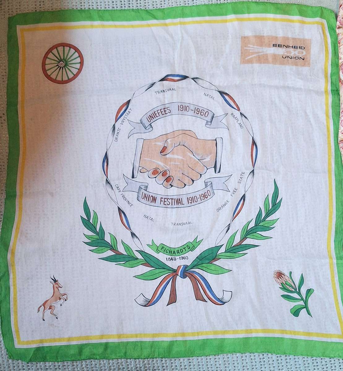 Memorabilia: Vintage very scarce Uniefees 1910 - 1960 silk scarve