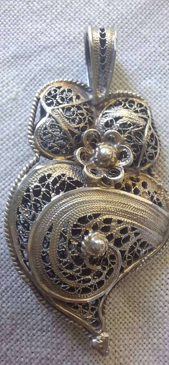 Unusual Antique Filigree Silver Pendant. Handmade. Hallmarked. Czechoslovakia?