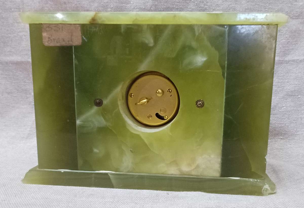 Vintage Claridge Swiss Windup Green Marble Mantle Clock