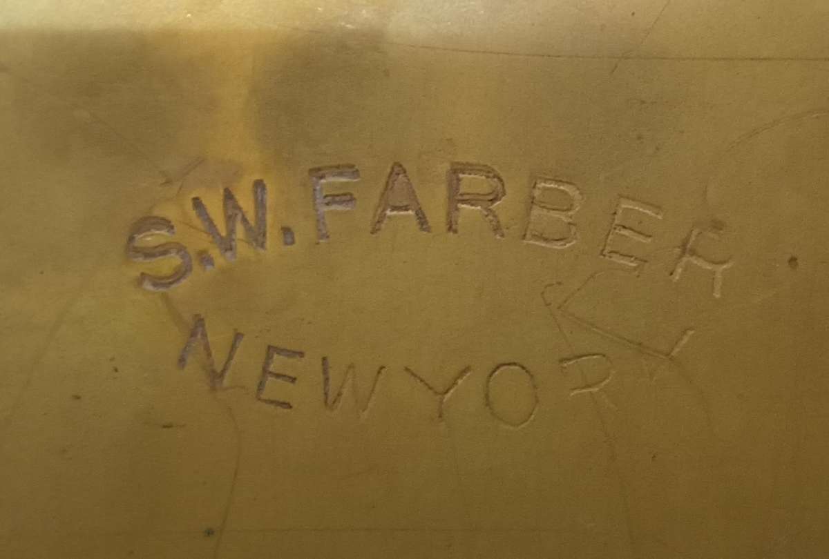 Vintage Double Square Brass Inkstand Inkwell 1930's