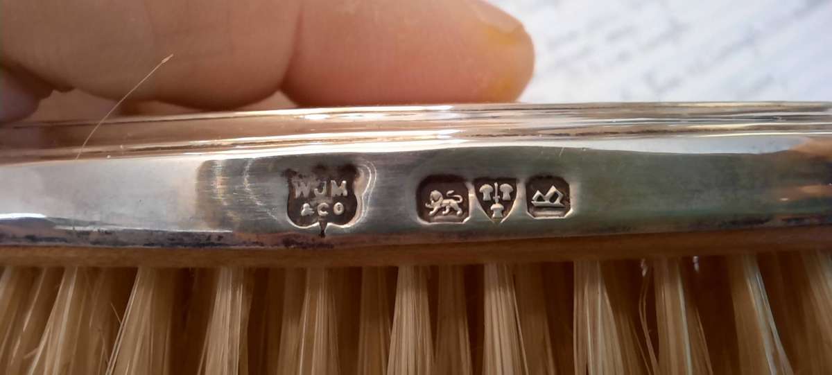 Baby's 1927 Christening Set (with sterling silver brush, comb & mirror in case)