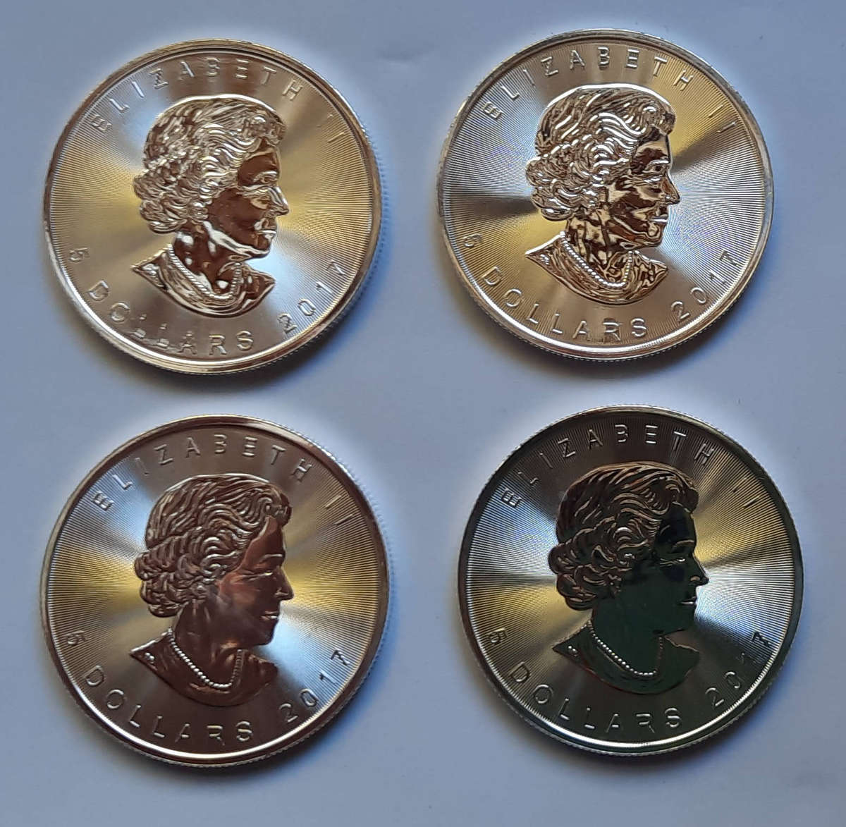 Four 1 oz Silver Canadian Maple Leaf Coins (2017) - R1150 Per Coin