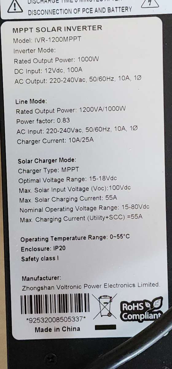 3 X MECER 1200VA 1000W 12V MPPT SOLAR INVERTERS For Parts or Repair
