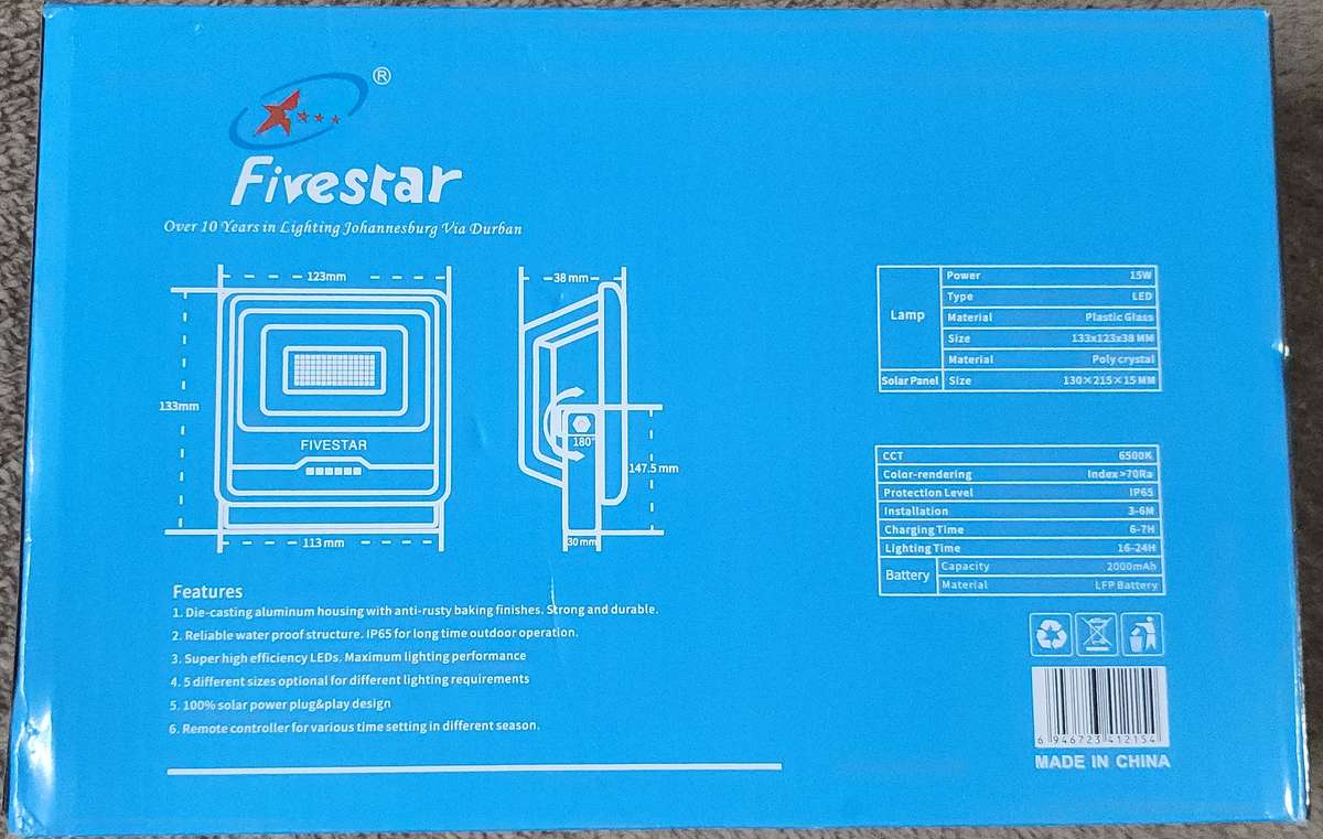 fivestar 15 Solar Light