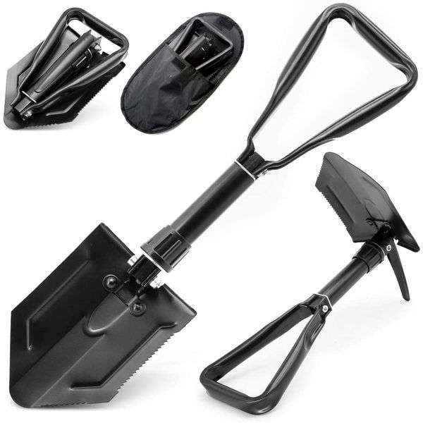 Multifunctional Camping Folding Shovel - Black camping