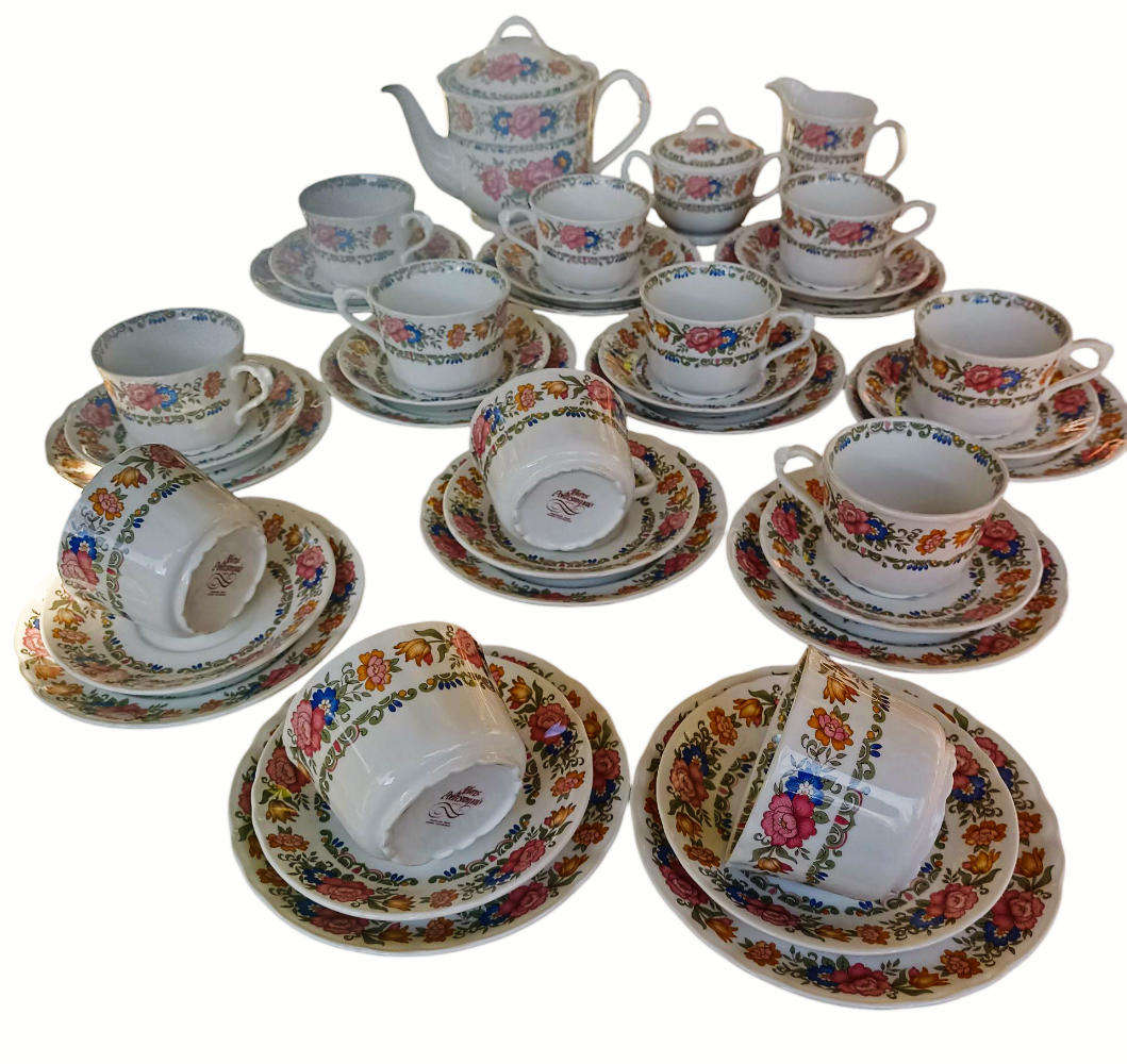41 Piece Pontesa Ironstone Coffee Set Made in Spain - Dishwasher friendly