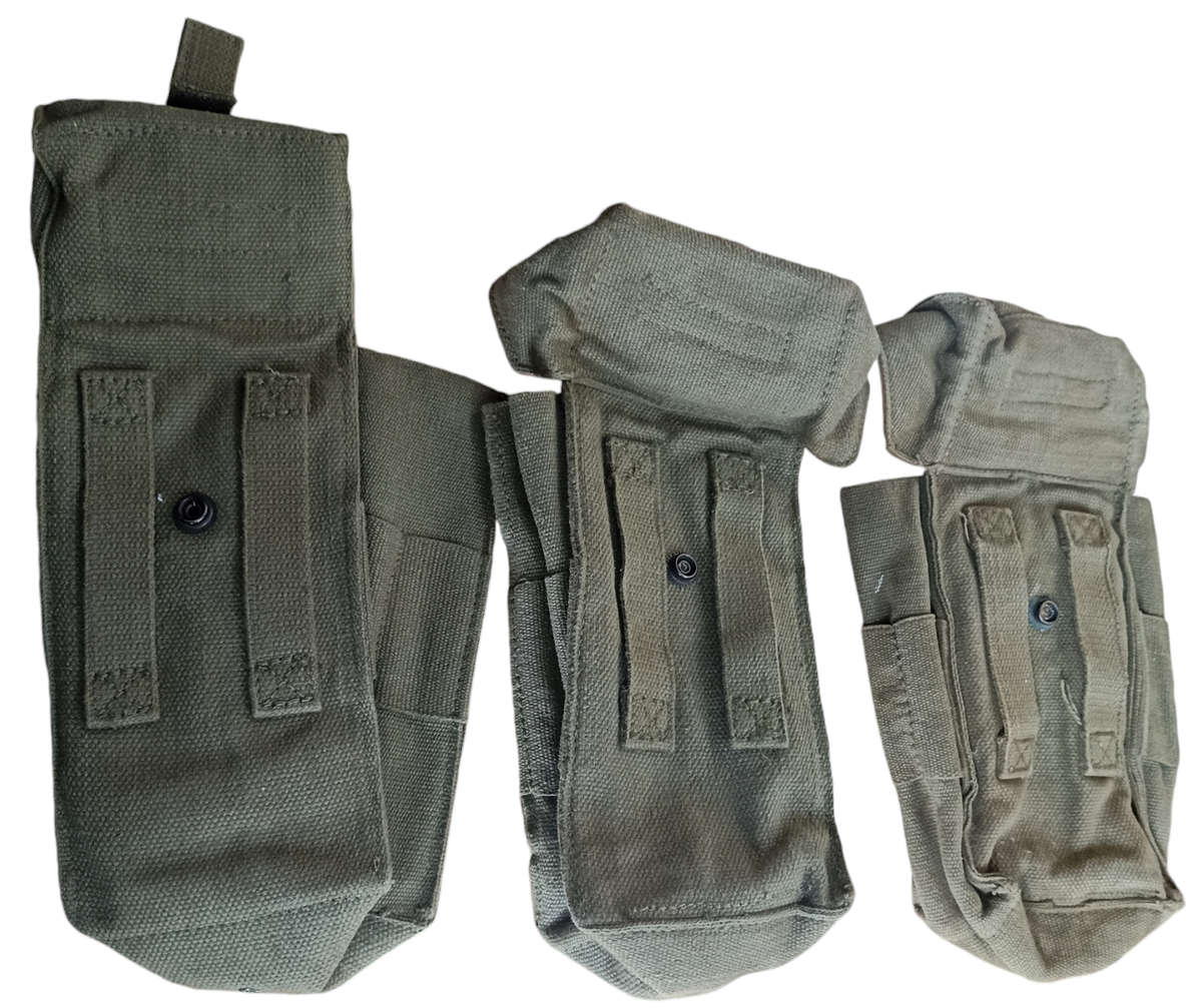 3 Old Army Ammunition green canvas pouches-sell per pouch and not as a lot