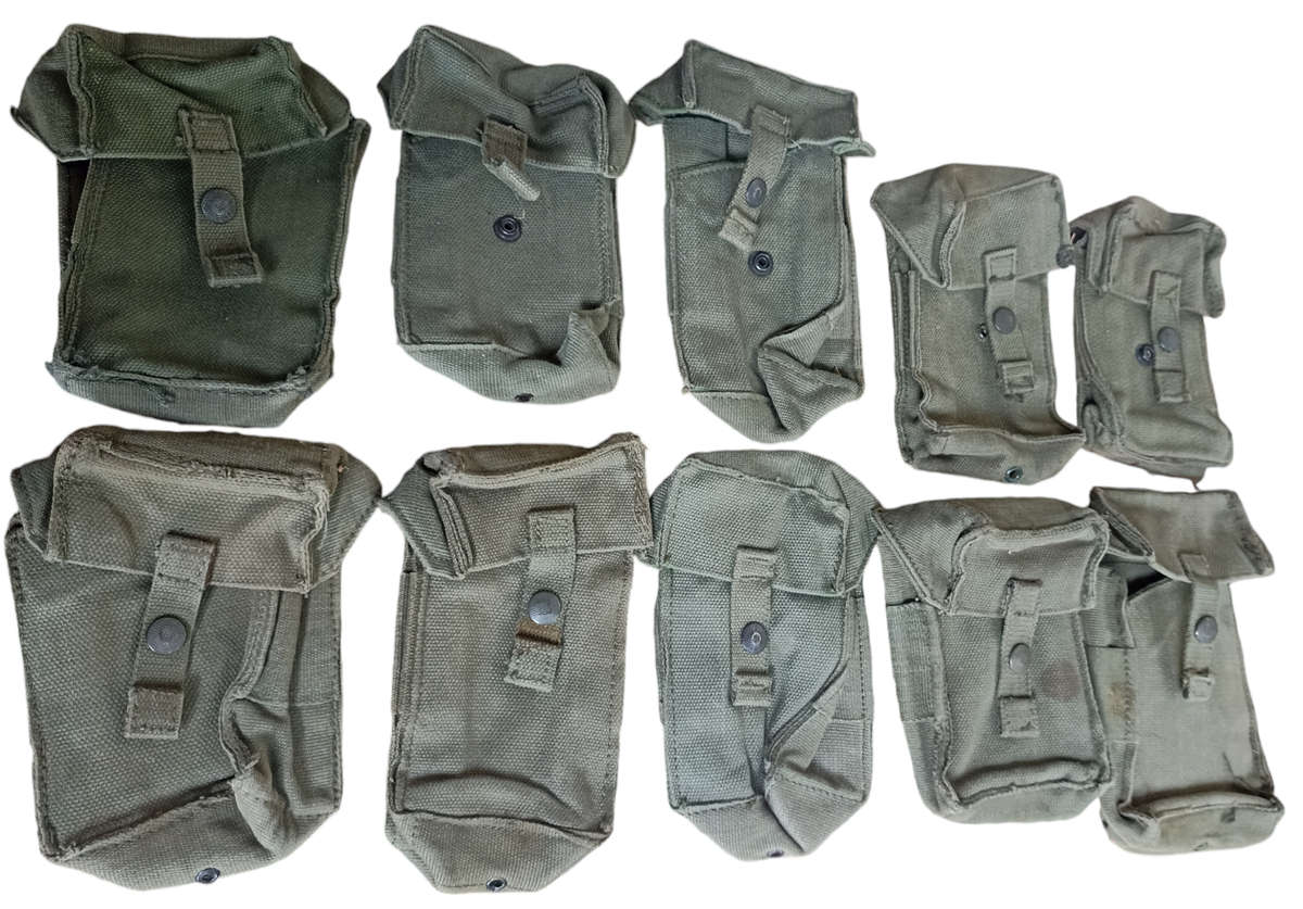 10 Old Army Ammunition green canvas pouches-sell per pouch and not as a lot