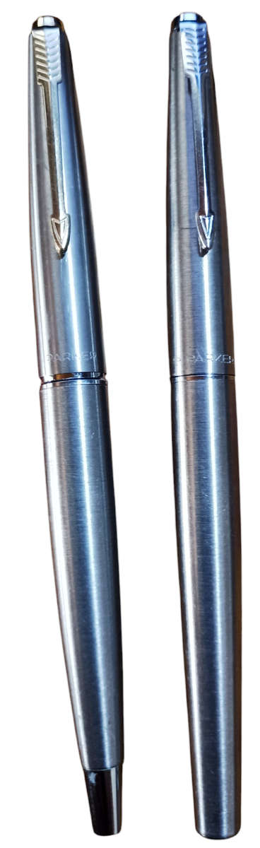 2 Vintage Parker 45 gold nip and a Parker made in England silver Fountain pens