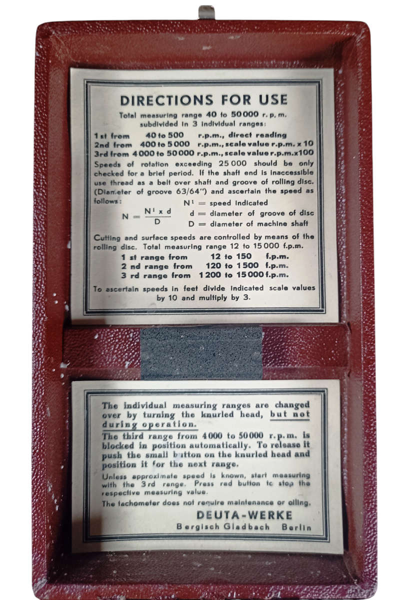 Vintage DEUMO 2  Mechanical Tachometer Kit -Made in Germany - in original Box-very good condition