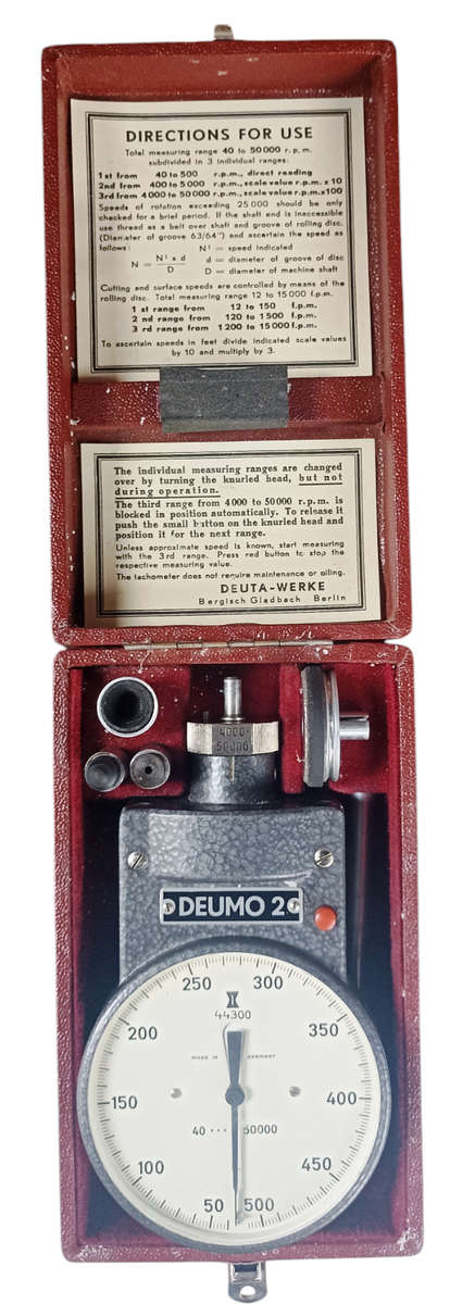 Vintage DEUMO 2  Mechanical Tachometer Kit -Made in Germany - in original Box-very good condition